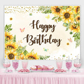 Gelb Sonnenblume Schmetterling Glücklich Geburtstag Hintergrund